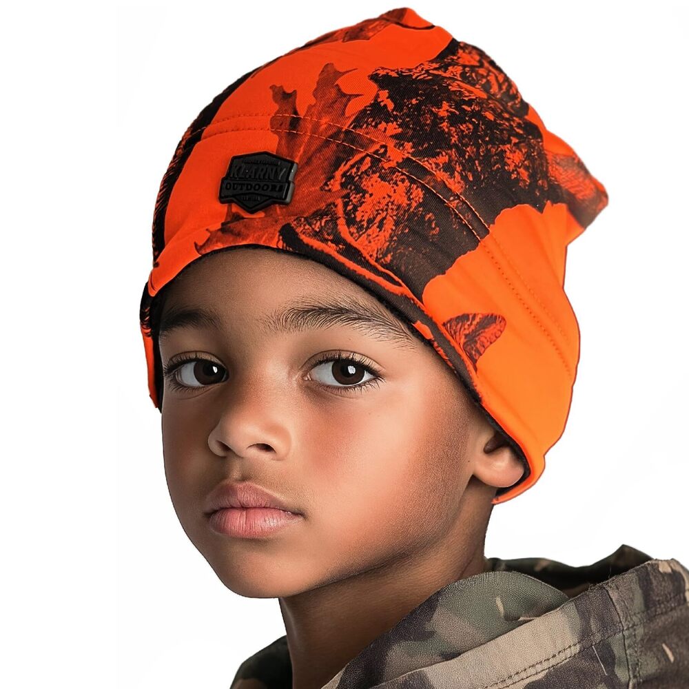 7291 Camo Orange Hunting Hat - Thermolite Warm Fleece Beanie | Premium High